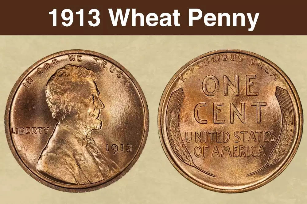 1913 Lincoln wheat penny obverse and reverse showing Lincoln portrait and wheat stalks