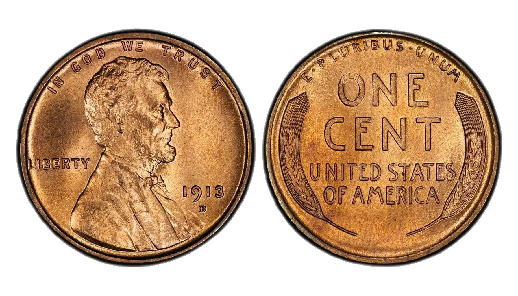 1913-D or 1913-S repunched mint mark error showing doubled mint mark impression below the date